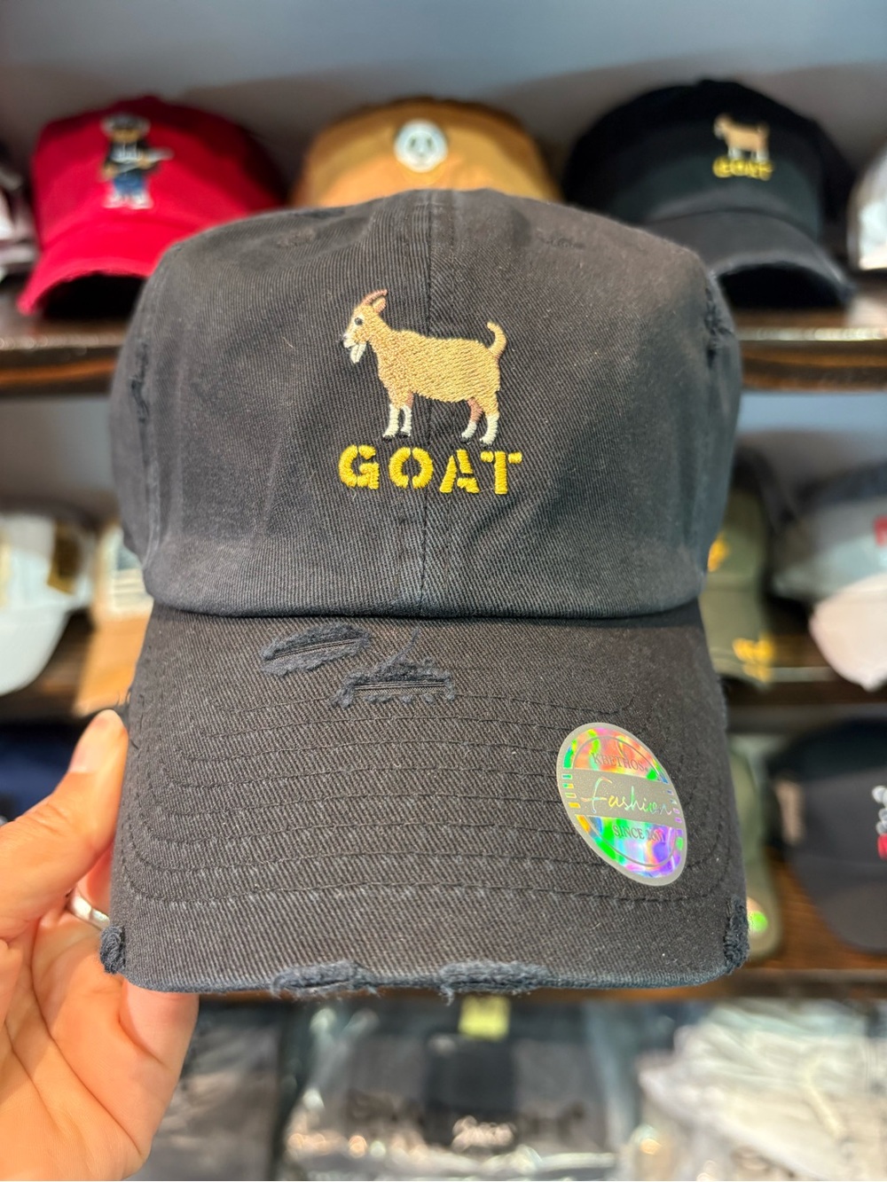 GOAT Embroidered Black Cotton Hat